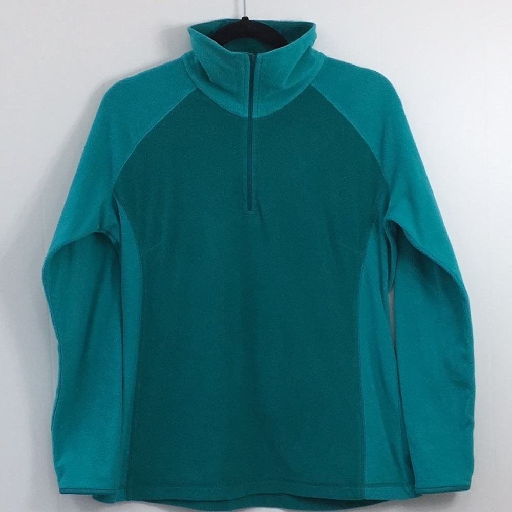 Columbia Women's 2-Toned Teal Quarter Zip Fleece Pullover Size L EXCELLENT
